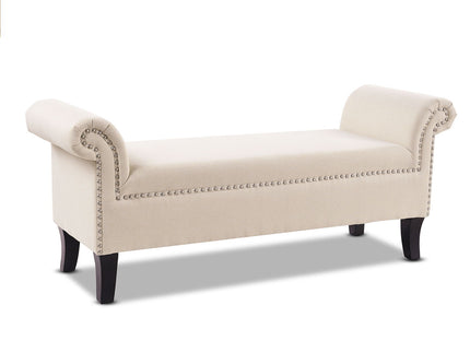 Kathy - Roll Arm Entryway Accent Bench - Sky Neutral Beige