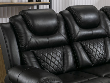 Home Theater Seating Manual Recliner Chair With Center Console And Led Light Strip For Living Room