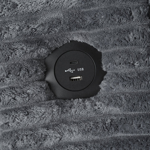 Oversized Loveseat Chaise With 2 USB Ports, 2 Cup Holders And 2 Throw Pillows