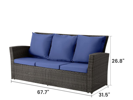 All-Weather Wicker 3 Seat Patio Sofa With Thick Cushions