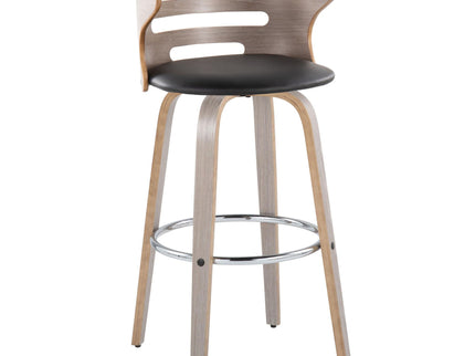 Cosini - Mid Century Modern Fixed Height, Barstool With Swivel With Round Footrest (Set of 2)