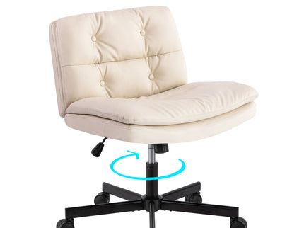 Large Size Swivel Home Office Desk Chair Armless Office Room Chair - Beige