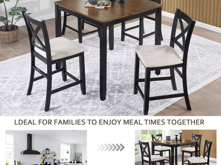 5 Piece Counter Height Dining Table Set With 4 Chairs