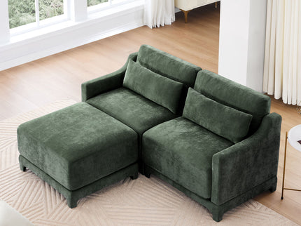 Stylish Sofa With Ottoman And Lumbar Pillows, Ergonomic Design