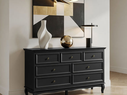 7 Drawer Dresser, Storage Chest - Black