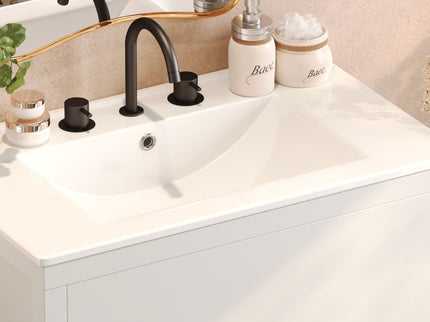 Freestanding Bathroom Vanity With Ceramic Sink, 2 Full Extension Drawers