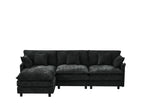 Black / 2 Pc. 3 Seater Sectional, 1 Ottoman
