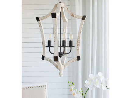 4 Light Chandelier, Hanging Light Fixture With Adjustable Chain For Kitchen, Bulb Not Included - Cream