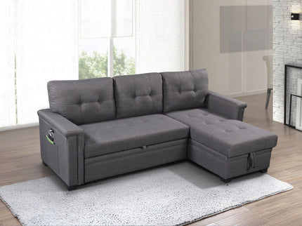 Ashlyn - Reversible Sleeper Sectional Sofa With Storage Chaise, USB Charging Ports And Pocket
