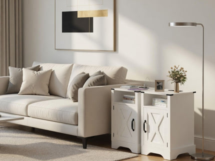 Farmhouse Nightstand, Charging Station & Storage