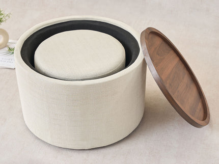 Nesting Ottomans, Round Coffee Table & Bench With Tray (Set of 2)