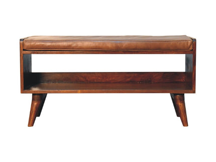 Solid Wood Bench With Upholstered Sea
