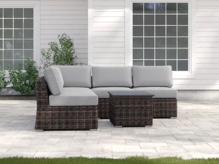 Wicker Sectional Sofa With Cushions And Table