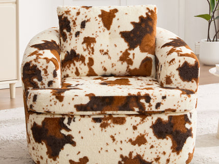 Modern Swivel Barrel Chair With Dual-Layer Cushion