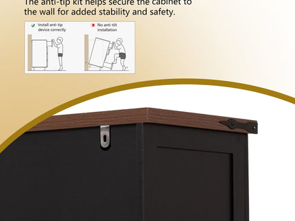 Barn Door Storage Cabinet With 2 Drawers & Door Rack, Adjustable Shelves