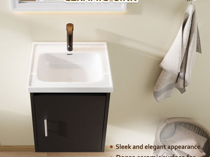 Floating Bathroom Vanity Combo, Wall Mounted Cabinet With Sink & Soft Close Doors For Small Bathrooms