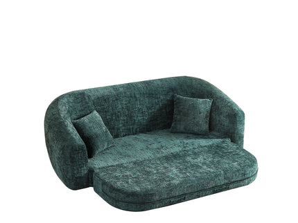 Curved Convertible Sofa, 2 In 1 Fold Out Bed With Pull Out Base And Deep Seat