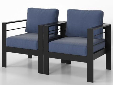 Modern All-Weather Patio Armchairs With Thick Cushions (Set of 2)