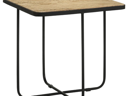 Travertine Accent Table Geometric Design - Brown