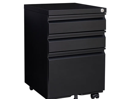 Contemporary 3 Drawer Mobile Filing Cabinet With Lock, Metal Office Storage For Legal / Letter Size