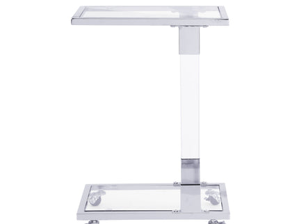 Side Table, Sofa Table, Glass Top C Shape Square Table With Metal Base For Living Room, Bedroom, Balcony Home And Office