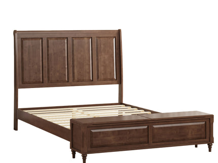 Sleigh Bed Frame With Tall Headboard And Storage Bench