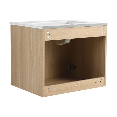 Wall Mounted Bathroom Vanity With Ceramic Sink And 2 Soft Closing Doors