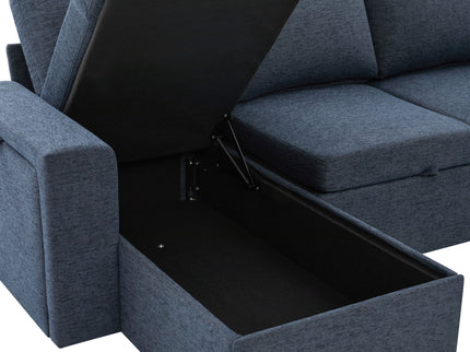 U - Shaped Convertible Sectional Sofa Bed With Storage, USB Charger & Cup Holders