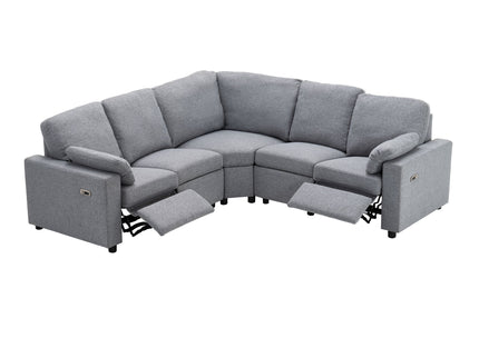 Power Recliner Sectional Sofa Home Theater Reclining Sofa With Two USB Ports, Two Storage Drawers For Living Room