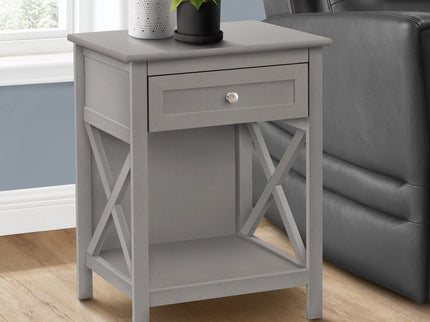 Accent End Table, 2 Tier, Storage Drawer, Transitional Style
