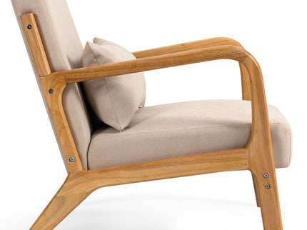 Leisure Chair With Solid Wood Armrest And Feet, Mid-Century Modern Accent Sofa, 1 Seat