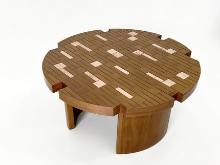 Round End Table For Living Room - Brown / Yellow