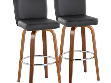 Henry - Contemporary Fixed Height Barstool With Swivel With Round Footrest (Set of 2)