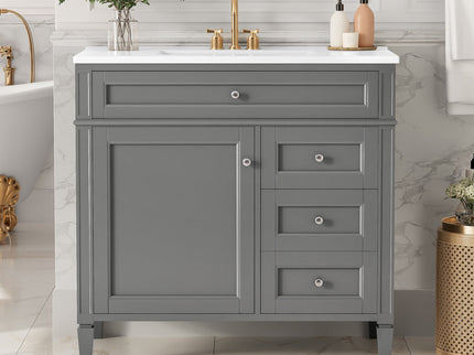 Bathroom Vanity With Top Sink, 2 Drawers, Tip Out Drawer