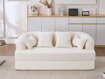 Foldable Sofa Bed, Boneless Couch Convertible Sleeper With 4 Pillows