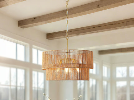 Chandelier, 2 Tier Boho Wabi Sabi Pendant Light, Hanging Ceiling Lamp - Gold