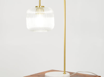 Haven - Clear Table Lamp, Button Control - Gold / White / White Marble
