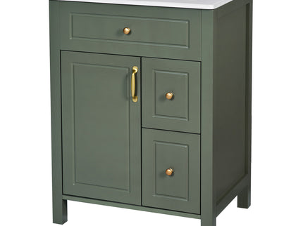 Elegant Bathroom Vanity With Ceramic Sink, Soft Close Doors And Drawers, Double Storage Racks