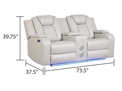 Benz - Power Reclining Loveseat With LED Lighting And Built In USB
