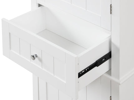 Tall Freestanding Bathroom Storage Cabinet With Drawer And Adjustable Shelf