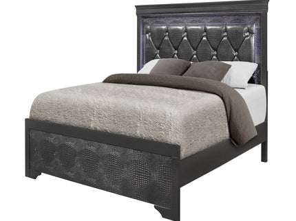 Shaker - Bed With LED Lighting And Crystal Inspired Tufted Headboard