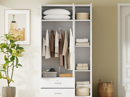 Modern 3 Door Mirror Wardrobe With 2 Drawers And Top Cabinet