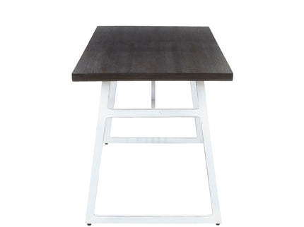 Geo - Industrial Dining Table - Vintage White / Espresso