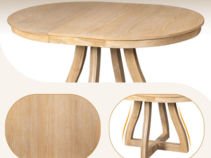 Round Extendable Dining Tabl, Middle Leaf, Curved Legs