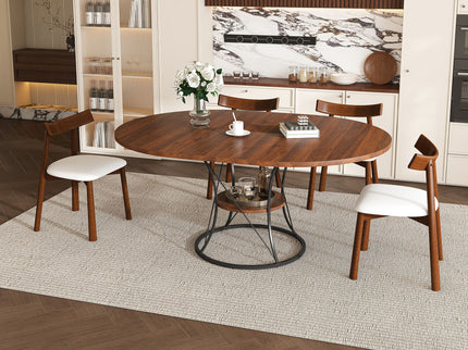 Round Extendable Dining Table Set With Chairs