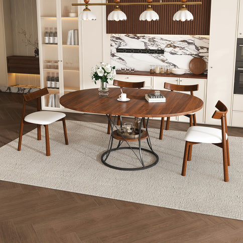 Round Extendable Dining Table Set With Chairs
