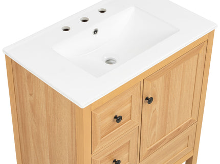 Modern Bathroom Vanity With Sink, Soft Close Drawers & Door, Storage Rack