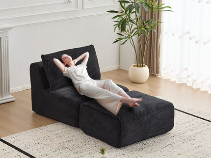 Single Chaise Longue With Movable Ottoman For Living Room