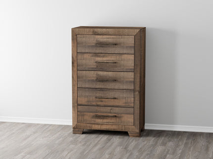 5 Drawer Chest With Casual Style - Brown