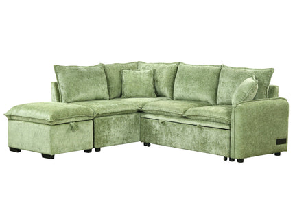 Convertible Sofa Bed Sectional Sofa Sleeper L-Shaped Sofa With A Storage Ottoman, Two Pillows, Two Power Sockets And Two USB Ports For Living Room